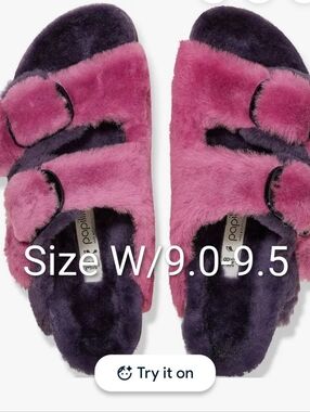 NWT Birkenstock Papillio Arizona Big Buckle Genuine Shearling Slide Sandals :)